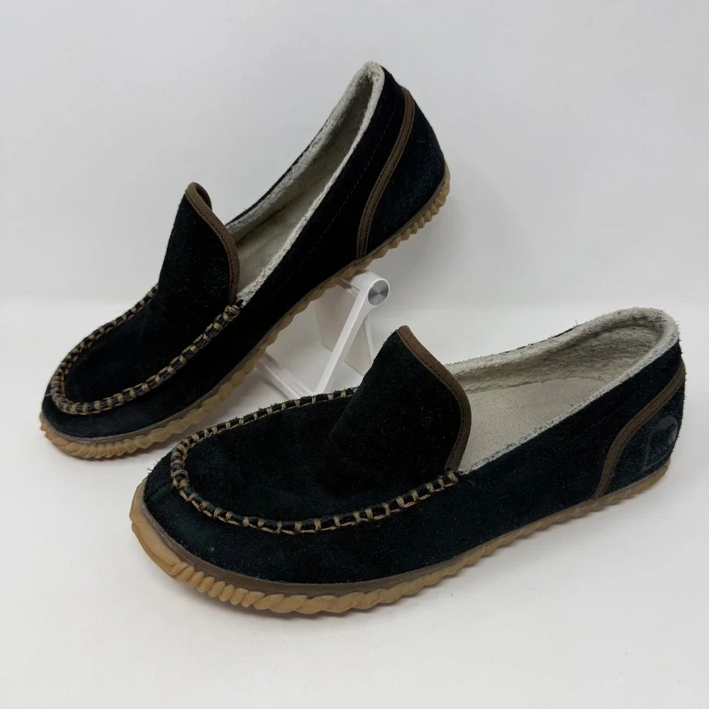 Sorel Dude Moccasins Men's Black Suede Shoes/ Slippers Size 10 NM2025-010